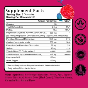 Gomitas de Glicinato de Magnesio de 600 mg con L-Treonato, Calcio, Vitamina B6, D3, Relajación, Alivio del Estrés, Descanso Nocturno - Product Image 2