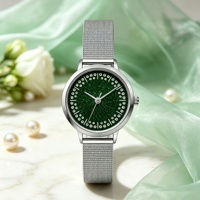 Montre-bracelet analogique à quartz pour femmes, en acier inoxydable, luxe, cadeau de mode féminine, montre sertie de diamants pour femmes