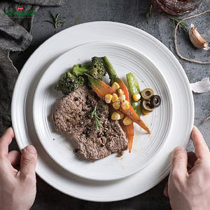 Plato Redondo de Cerámica Minimalista Europeo con Textura de Líneas, Plato de Porcelana Blanca para Cena, Logotipo Personalizado, Restaurante, Hotel, Catering - Product Image 2