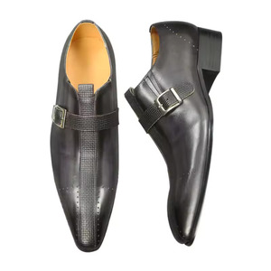 รองเท้าหนังผู้ชายแบบทางการ สไตล์ Monk Strap แฟชั่นธุรกิจ ลำลอง ทรงหัวแหลม เพิ่มความสูง กันลื่น - Product Image 3