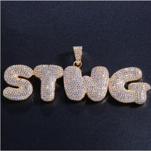 Collana <span class=keywords><strong>con</strong></span> Ciondolo Personalizzato a Forma di Lettera Grande in Oro e <span class=keywords><strong>Argento</strong></span> <span class=keywords><strong>con</strong></span> Catena a Corda e Cubana - Product Image 2