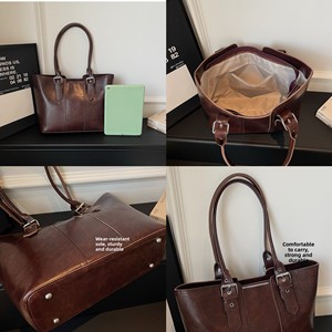 Borsa <span class=keywords><strong>a</strong></span> Tracolla in Pelle PU Stile Retrò con Cerniera, Grande Capacità, Ideale per <span class=keywords><strong>Lavoro</strong></span>, Shopping e Ufficio - Product Image 3