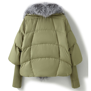 2022 vendite calde soprabito vera pelliccia piumino inverno piumino donna corto argento collo di pelliccia di volpe Trim cappotti - Product Image 3