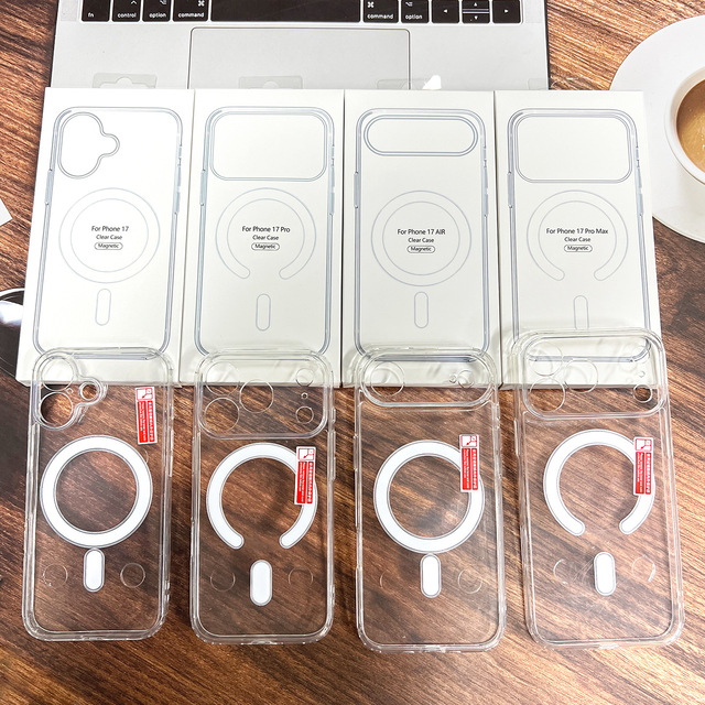 Transparent Magnetic Mobile Phone Cases and Covers Wireless Charging for iPhone 17 16 15 14 13 12 11 Pro Max X Clear PhoneCase