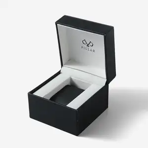 अनुकूलित लोगो फैशनेबल स्मार्ट घड़ियों उपहार पैकिंग बॉक्स ब्लैक पु चमड़े घड़ी पैकेजिंग बॉक्स