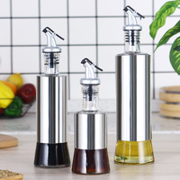 Récipient en verre de condiment de bouteille de distributeur d'huile de cuisine de contrôle facile d'acier inoxydable pour l'usage alimentaire de sauce de soja