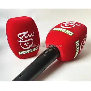 Cover in schiuma di spugna per microfono del canale TV Pakistan logo personalizzato 3D gembossory Mic bandiere del microfono forme del parabrezza stampa cutflock