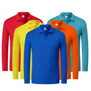 CT55 toptan hızlı kuru spor koşu 150gms erkekler düz golf polo kuru fit uzun kollu spor polyester t shirt