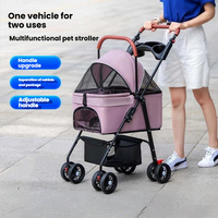 Poussette de luxe portable pour animaux de compagnie, pliable d'une seule main, avec cadre métallique, 4 roues, maille respirante et légère, pour la marche en extérieur (chat et chien)