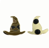 Precio al por mayor de fábrica Venta caliente Aleación de zinc Esmalte duro Gritty Personalizado Sombrero mágico Pin Insignia con embragues de mariposa