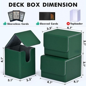 JUZI Boîte de rangement verticale en cuir PU en forme de U pour cartes d'accès, étanche, pour cartes TCG, capacité 100+ cartes à pochettes individuelles - Product Image 2