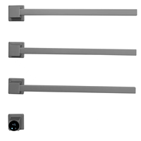 Toallero Eléctrico Oculto para Baño con 3 Barras Calefactoras Cuadradas Impermeables, Acabado PVD Gris Metálico Cepillado, Calentador de Toallas