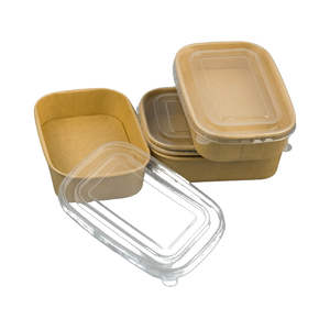 Tazón de Ensalada Reutilizable de Grado Alimenticio con Tapa, Contenedor de Papel Cuadrado, Rectangular y Redondo para Refrigerios, Postres, Sopas, Almuerzos y Catering - Product Image 1