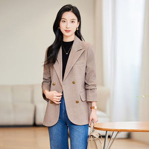 2023 abrigo de ocio elegante para mujer, chaqueta de un solo botón de manga larga de alta calidad, botón de traje pequeño sólido para Otoño Invierno - Product Image 2