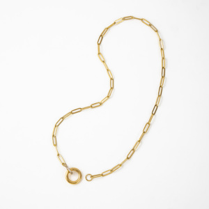 YF5143 Collar con Cierre de Presión Redondo Antideslustre Chapado en Oro de 18k de Acero Inoxidable con Dije de Circón y Cadena de Eslabones para Mujer - Product Image 4