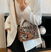 Sacs à main carrés pour femmes de haute qualité à imprimé léopard avec poignée torsadée, sacs à main vintage pour femmes, sacs à main à paillettes pour femmes