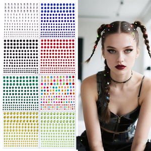 Hot Sale DIY Round Eyes Hair Self Adhesive <strong>Rhinestone</strong> Stickers Colorful <strong>Stick</strong> <strong>on</strong> Makeup Face Gems Sticker for Festival Party - Product Image 1
