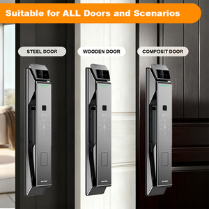 Ön kapı parmak izi ve kod erişim için WiFi akıllı kilit anahtarsız pirinç ahşap kapı bulut veri depolama seçenekleri yüz akıllı kapı zili - Product Image 3