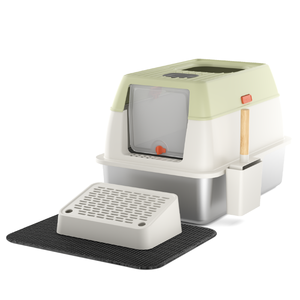 Entrada frontal Saída superior Fácil Limpar <span class=keywords><strong>Cat</strong></span> Toliet <span class=keywords><strong>Sand</strong></span> Box Dobrável Plástico Semi-Fechado Grande Aço Inoxidável Kitty <span class=keywords><strong>Cat</strong></span> Litter Box - Product Image 1