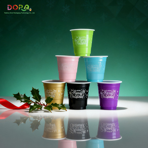 Giáng sinh theo chủ đề dùng một lần Ly Nhựa Tùy chỉnh màu đỏ bên ly 2oz với logo số lượng lớn chương trình khuyến mãi cho các sự kiện kỳ nghỉ PS chất liệu - Product Image 4