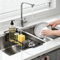 Panier de rangement extensible en fil métallique pour évier de cuisine, support pour brosse et éponge