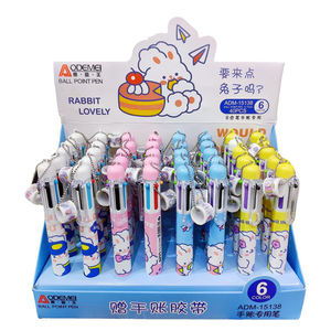 Stylos à bille en plastique rétractables multicolores personnalisés avec impression couleur pleine, 10 en 1, pour les étudiants et l'école - Product Image 2