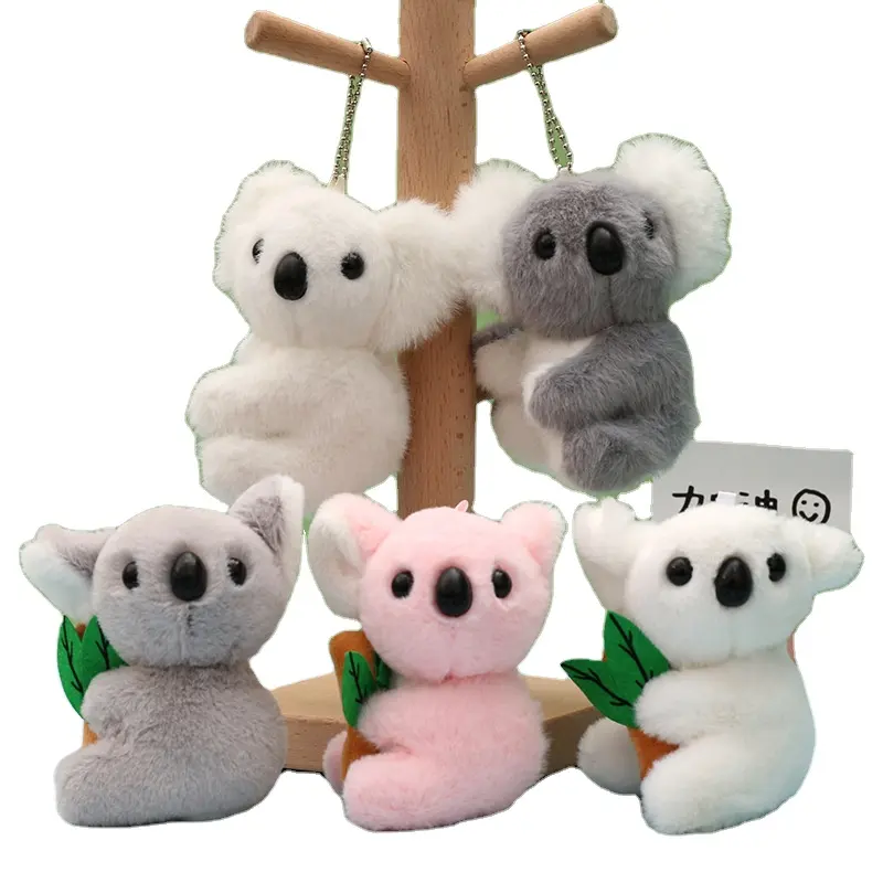 Ruunjoy koala plush keychain pendant soft stuffed animal doll koala doll zoo souvenir plush toy peluche key chain ring plushie