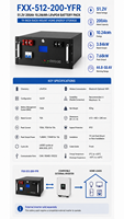 Batterie LiFePO4 19 pouces pour montage en rack, 51,2 V 200 Ah 10,24 kWh, stockage d'énergie domestique avec BMS intégré 150 A