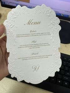 Tarjeta de Menú de Invitación de Boda de Lujo Personalizada, Impresa en Offset, Papel de Algodón, Grabado en Relieve, Logotipo Personalizado - Product Image 2