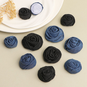 Denim Rosebud Hair <b>Clips</b> Light Blue Dark Blue Black Cloth Handmade For Hair Shoes Bags Clothing Accessories - Product Image 1