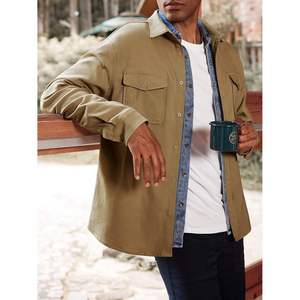 2025 Veste chemise boutonnée en sergé décontractée pour hommes Design léger à manches longues - Product Image 4