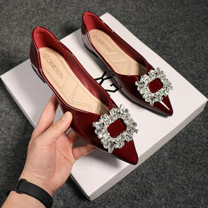 Femmes grande taille 36-46 printemps mode ballerines en <span class=keywords><strong>cuir</strong></span> verni bout pointu sans lacet chaussures plates strass hiver plate-forme - Product Image 2