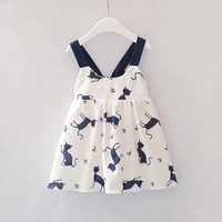 Robes en lin à imprimé animal blanc pour enfants, robes de fête d'anniversaire pour filles, 2023