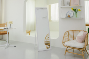 Miroir sur pied rectangulaire au design moderne, prix compétitif, qualité supérieure, matériau en panneaux de particules, fabrication taïwanaise, usage domestique - Product Image 6