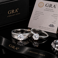 Ensemble de bagues de couple en argent sterling 925 avec moissanite, bijoux fins classiques en diamant, bagues de fiançailles, bagues de promesse, bague solitaire