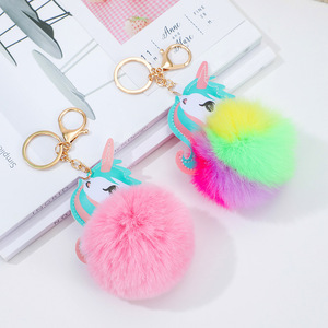 Vente en gros de <span class=keywords><strong>porte</strong></span>-clés en peluche <span class=keywords><strong>licorne</strong></span> mignon et moelleux avec <span class=keywords><strong>pompon</strong></span>, <span class=keywords><strong>porte</strong></span>-clés créatifs pour voiture, accessoires - Product Image 6