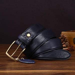 Cinturón de Cuero de Textura Gruesa Vintage para Hombre, Cinturón de Cuero Vacuno Genuino con Hebilla de Cobre, Cinturones de Primera Calidad para Jeans de Hombre - Product Image 6