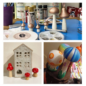 Wooden Mushroom Figurines Natural Wood Color DIY Craft Decorative Ornaments For Children Home Decoration - Product Image 2