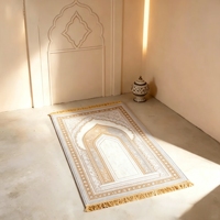 Tapis de prière islamique moderne, lavable, imprimé en 3D, décoré de pompons, tapis de prière portable pour la maison, la mosquée, les voyages