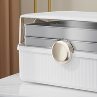 Organisateur de bureau Twist-Lock avec poignée et plateaux intérieurs pliables, organisateur multi-usages pour médicaments, cosmétiques, bijoux et petits objets
