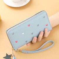Dompet Panjang Wanita Baru Pola Hati Dompet Clutch Kapasitas Besar Tempat Kartu Kulit Pelajar