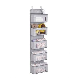 Sac de rangement mural à 5 niveaux en non-tissé pour collations et gadgets, à suspendre sur la porte - Product Image 5