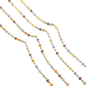 DIY Schmuck Ergebnisse bunte geometrische Kristall perlen 18 Karat massiv vergoldet Glas Sortiment Perlen Messing Halskette Armband Ketten