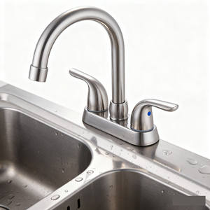 <span class=keywords><strong>Robinet</strong></span> de cuisine commercial pour hôtel, en alliage de zinc, à double poignée, à arc élevé, pivotant à 360°, flexible, avec bec brossé, à montage sur comptoir, moderne, en céramique - Product Image 1