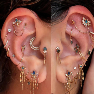 Calendo Cadena <span class=keywords><strong>de</strong></span> Oro Sólido <span class=keywords><strong>de</strong></span> 14K Personalizada para Piercing, Regalo <span class=keywords><strong>de</strong></span> Boda - Pendiente Sexy para Piercing Doble en Pezón, Hélix, Nariz - Product Image 3