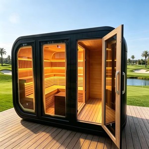 Sauna Panorámica para Exteriores, Madera de Hemlock, Calentador de Piedra Volcánica de 4500W, Bluetooth, Uso Familiar y Hotelero - Product Image 2