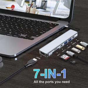 USB C <span class=keywords><strong>HUB</strong></span> 7 trong 1 với 4K HDMI hai USB-C cổng USB 3.0 SD/TF Đầu Đọc Thẻ tương thích với MacBook Pro và các loại C thiết bị - Product Image 2