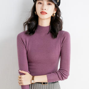 <span class=keywords><strong>Pull</strong></span> en laine fine coréenne, nouvelle collection automne-hiver 2025, pour femme, coupe ajustée, col roulé mi-haut, couleur unie, anti-boulochage, 100g - Product Image 2