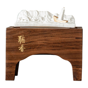 Brûleur d'encens en bois de noyer fait main, support pour plateau en bois de santal, article religieux aromatique, utilisation intérieure - Product Image 5