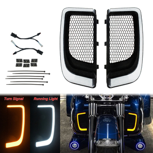 Carenado LED negro para motocicleta, parrillas inferiores, señal de giro, lámpara de luz para correr para <span class=keywords><strong>Harley</strong></span> Touring Street Road <span class=keywords><strong>Electra</strong></span> triple <span class=keywords><strong>Glide</strong></span> FLHTK - Product Image 2